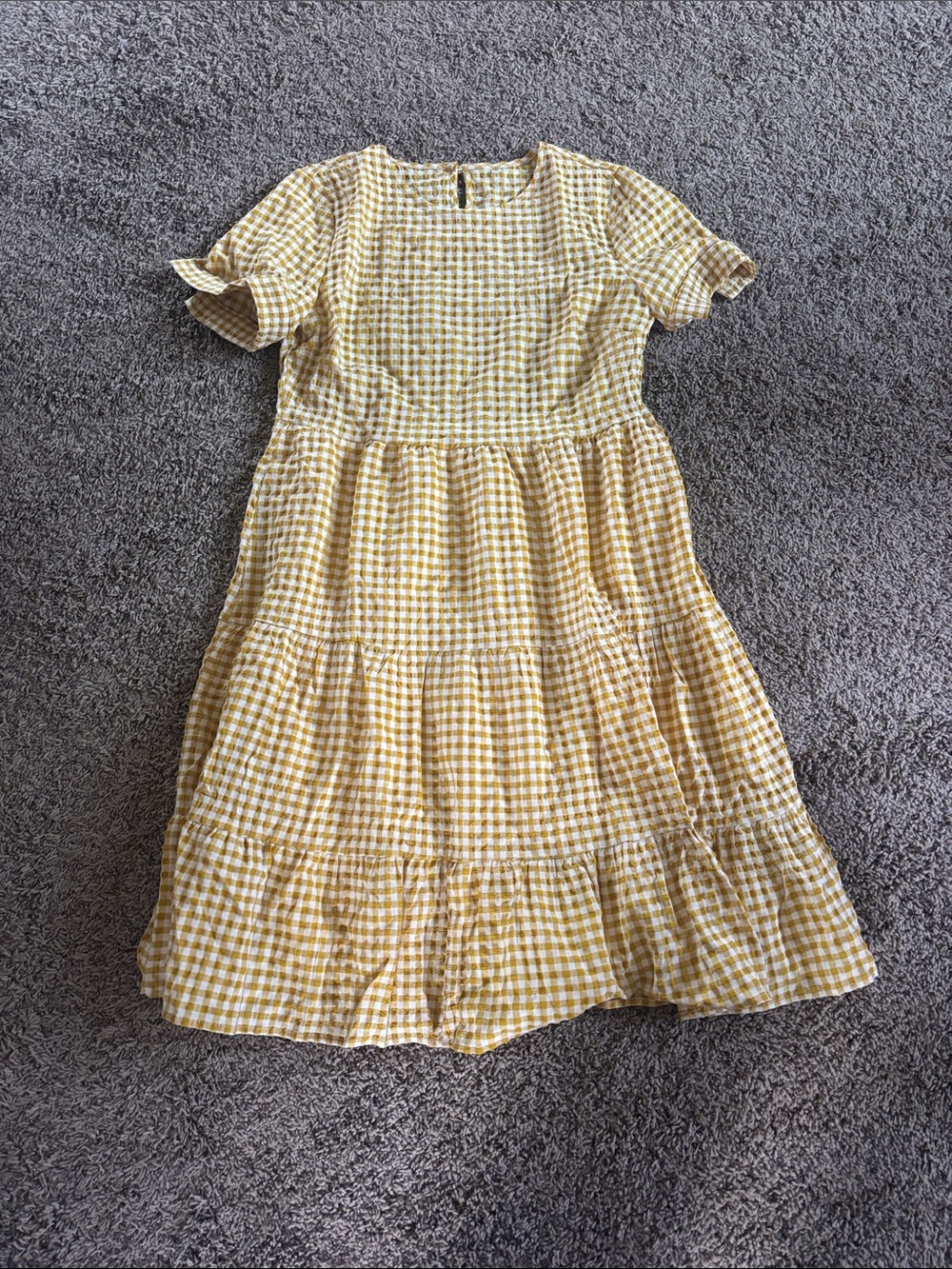 Yellow Gingham Tiered Dress
